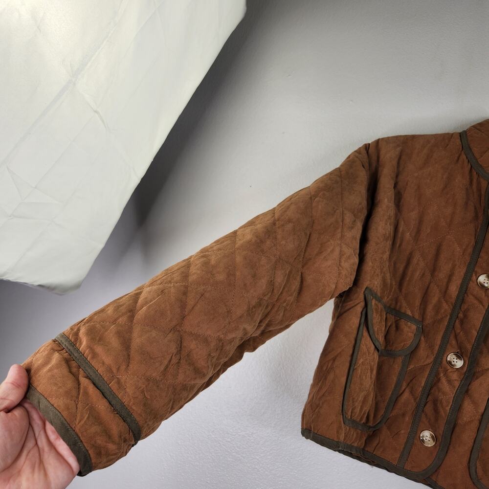 Hem & Thread Light Brown Quilted Cropped Jacket NWT Small Biker Equestrian - Picture 3 of 11